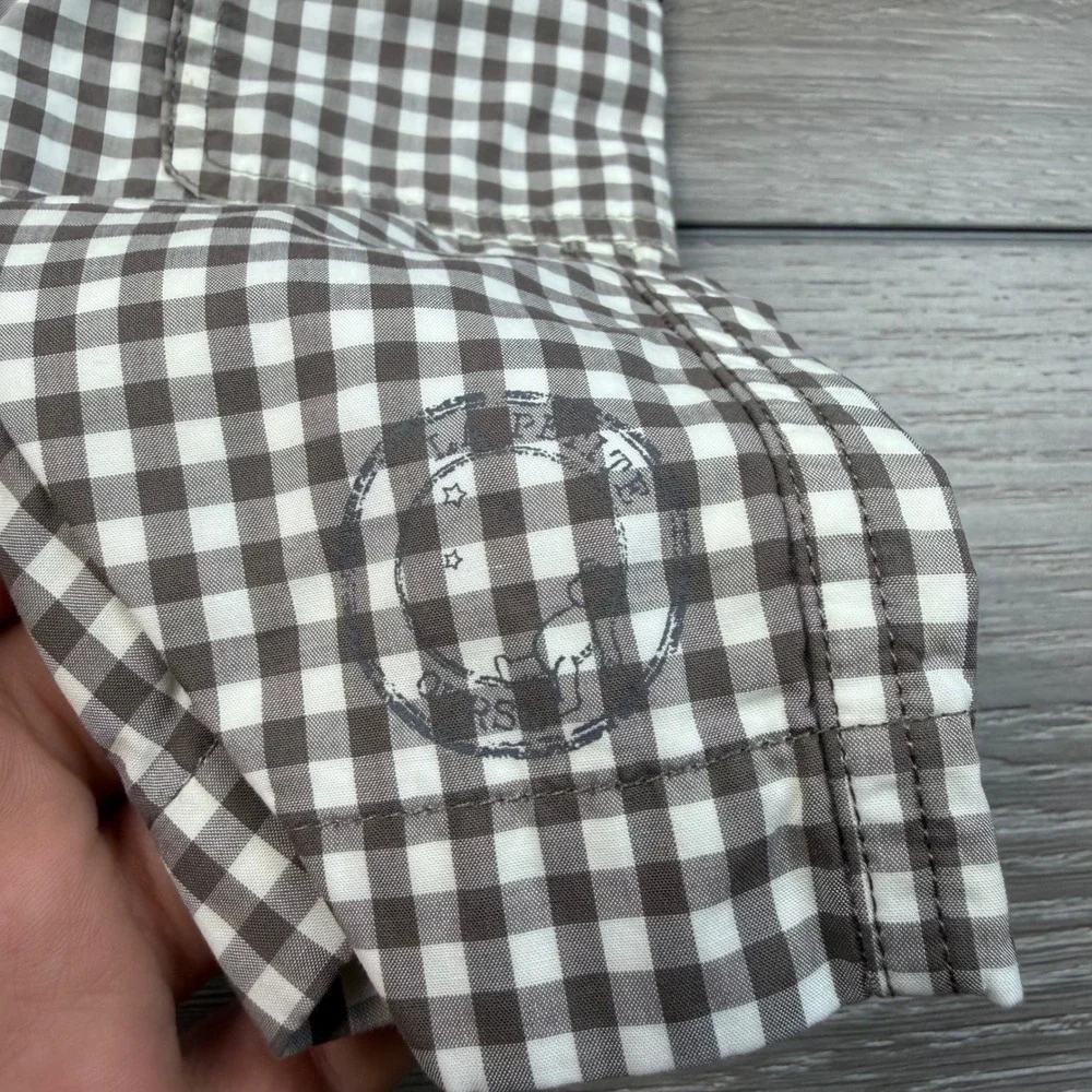 Petite Ourse Unisex Cargo Pants Gingham Check Brown 1 Year